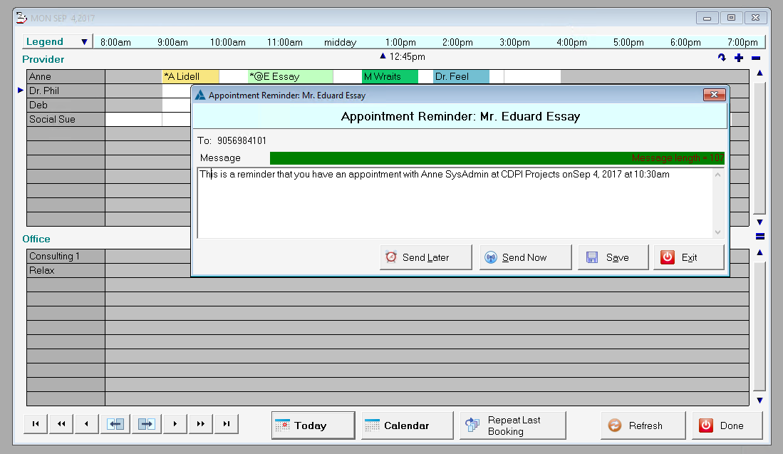 4.3.  Send SMS or email Appointment reminders.